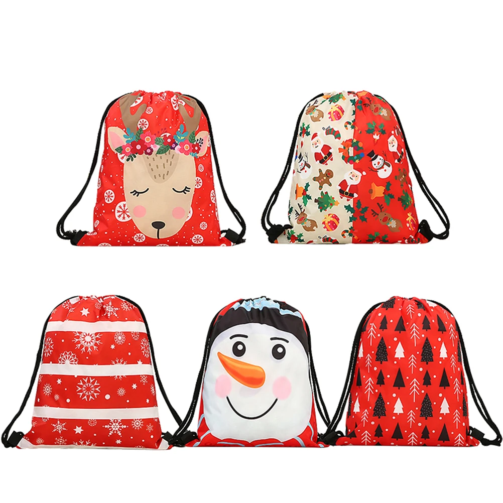 Рождество печатных Drawstring рюкзак тренажерный зал Sackpack йога пляжный Подарочный