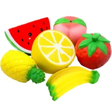 Paquet de fruits Squishy avocat pastèque gâteau banane Squishies à montée lente, jouet à presser parfumé, jouets éducatifs pour bébé