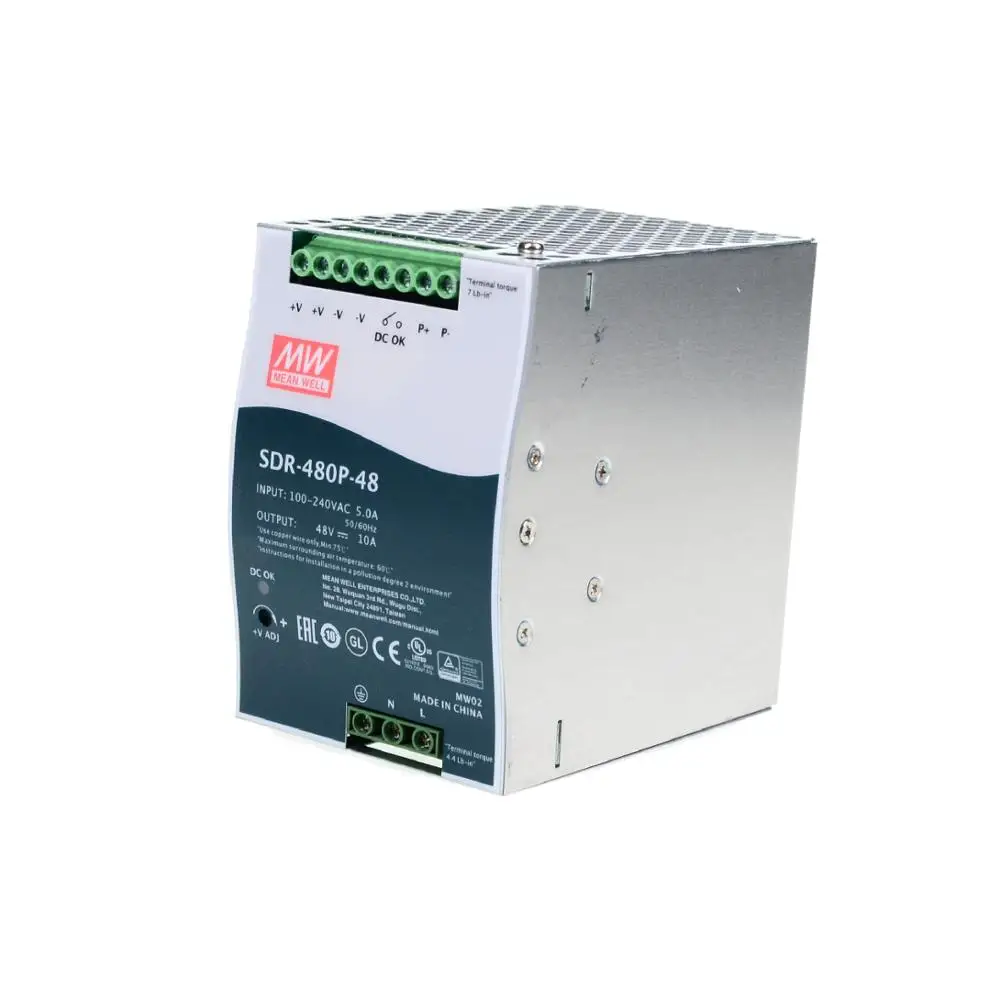 MW Mean Well SDR-480P-48 48V 10A DIN Rail Power Supplies