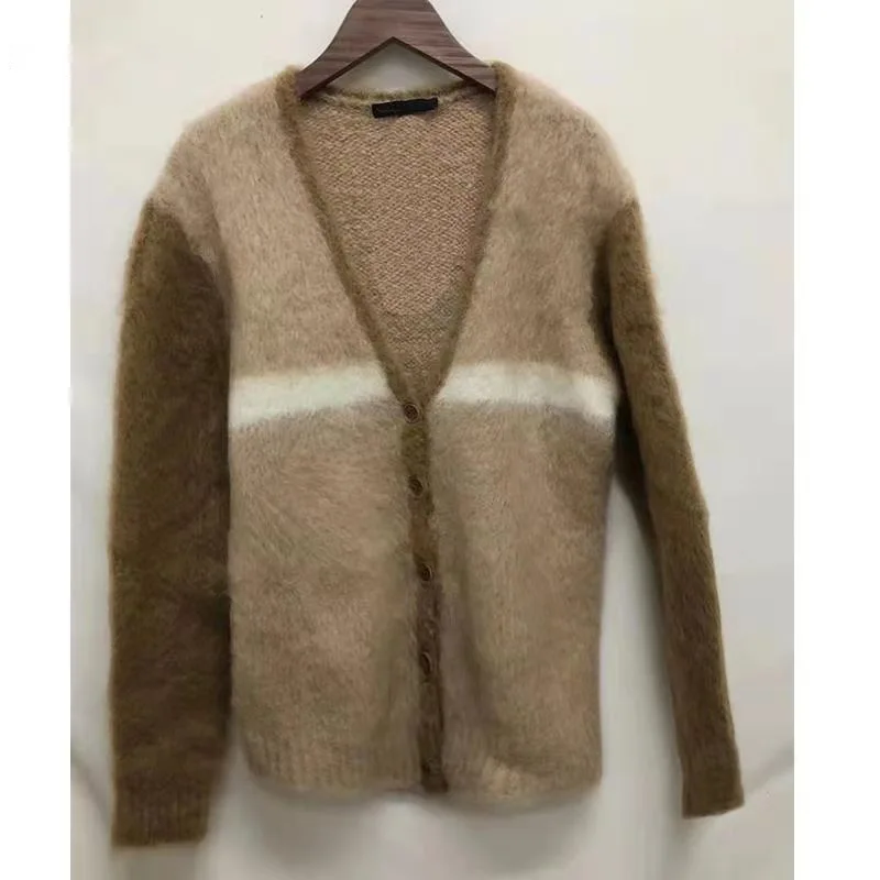 Autumn and Winter New V-neck Knitted Top 2021 Long-sleeved Loose Thin Contrast Coat Cardigan |