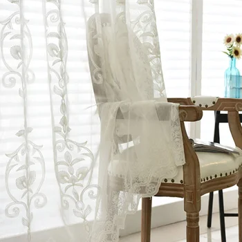 

White Embroidery Flower Tulle Curtains for the Living Room modern Sheer Curtain for Bedroom Window Blind Voile Custom M212&40