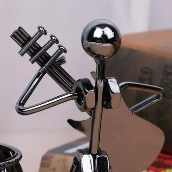 

Music Band Metal Music Band Retro Sax Musician Figure Decor holder Pot Pen Man Container Office Iron Model Pen Brush Q5G9
