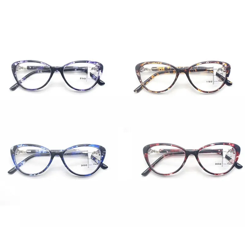 Женские модные очки «кошачий глаз», леопардовые Ретро Винтажные многофокальные очки для чтения, прогрессивные бифокальные очки Tr90, близкие к дальнему прицелу дизайнерские