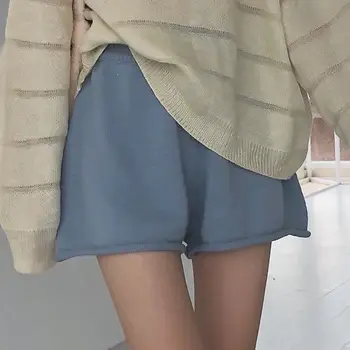 

LXS22 New versatile elastic wide-leg knitted temperament casual shorts