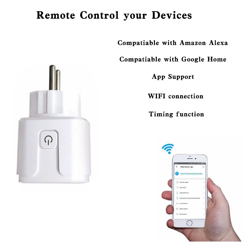 

WiFi Socket Smart EU Plug Smart Switch Socket Timer Remote Control Wireless Power Socket for Alexa Google Home Wifi Outlet