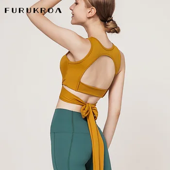 

Women Strappy Back Yoga Suits Fitness Sports Bra Push Up Top Dance Gym Bras Pants Legging Workout Crop Vest Sports Wear X262B