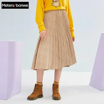 

Metersbonwe High-Waisted Pleated Skirt Female 2020 Spring New High Quality A-Line Skirt For Office Lady