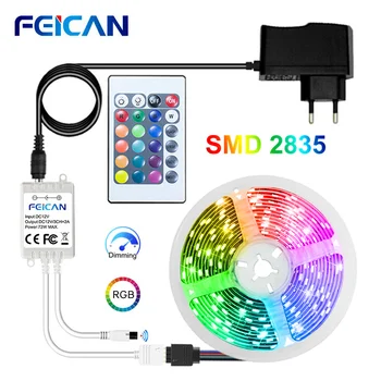 

LED Lights SMD2835 RGB Strip Light 12V Backlight 5M RGB Tape LED Strip Remote Control LED Tape Dimmable Ambilight Neon Ribbon