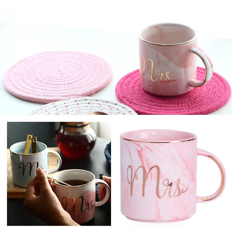 

3 Colors Mug Marble Cup Milk Gift Coffee Drinking Ceramic Cup Couples Cup Ceramics Mr. and Mrs. Exquisite Decoration