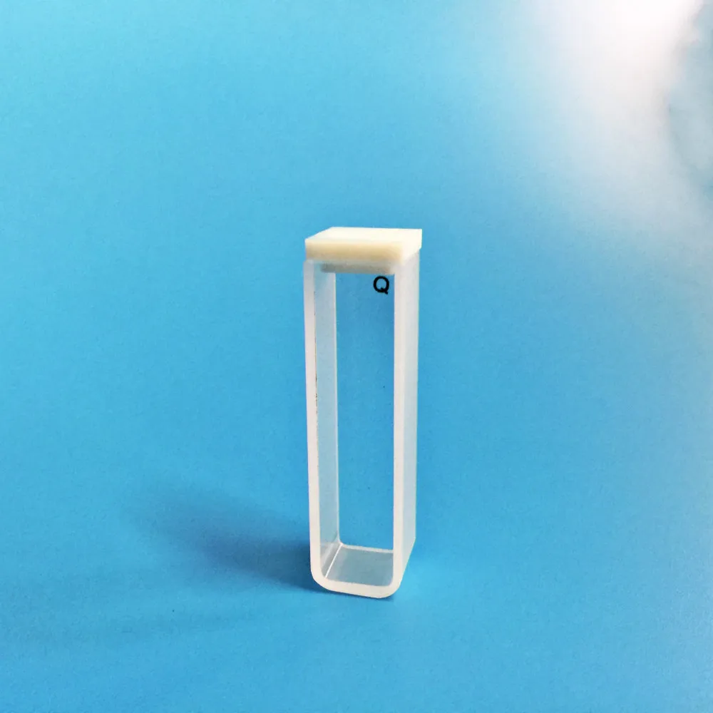 

2pcs/box Melt Quartz Cuvette with lids 10mm spectrometer Flat cell cuvette Sided translucent, with PTFE Cover with box
