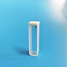 2pcs/box Melt Quartz Cuvette with lids 10mm spectrometer Flat cell cuvette Sided translucent, with PTFE Cover with box 800ul 10mm path length 4mm inside width quartz flow cuvette with stainless tube