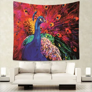 

3D Feather Tapestry Wall Hanging Tapestries Peacock Printing Wall Carpet Bedspread Yoga Mat Beach Towel Blanket