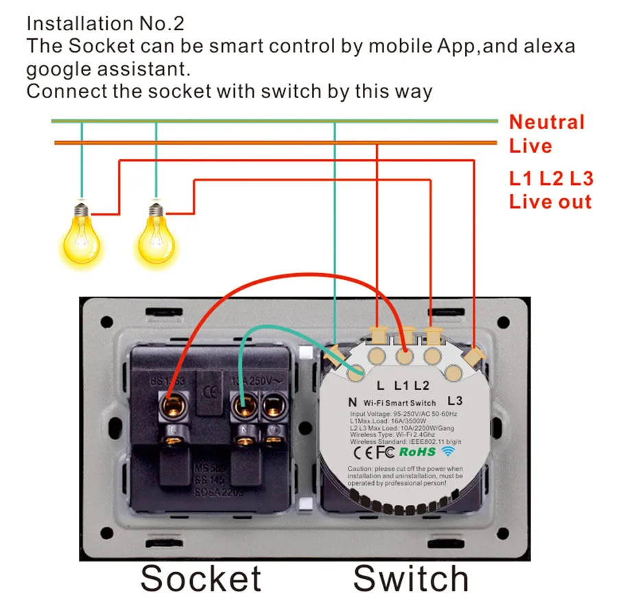 3 gang parede toque interruptor trabalho com