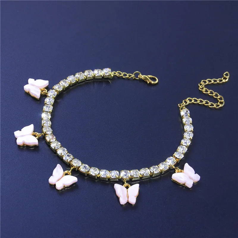 Rhinestone Shein Butterfly Bracelet 4pcs Bohemian Handmade Glass