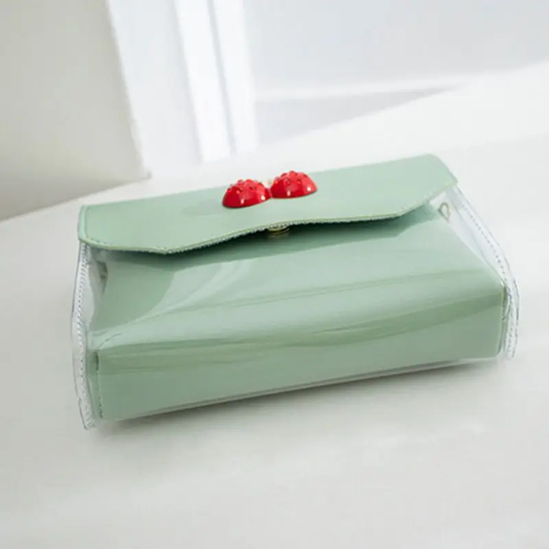 Women Transparent Small Handbag Leather Cute Cherry Shoulder Bag Summer Beach Purse Crossbody Tote 