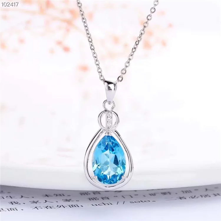 

Hot Sales Style 925 Sterling Plated 18K Gold Natural Topaz Necklace 8x12mm Special Offer Multicolored Jewelry