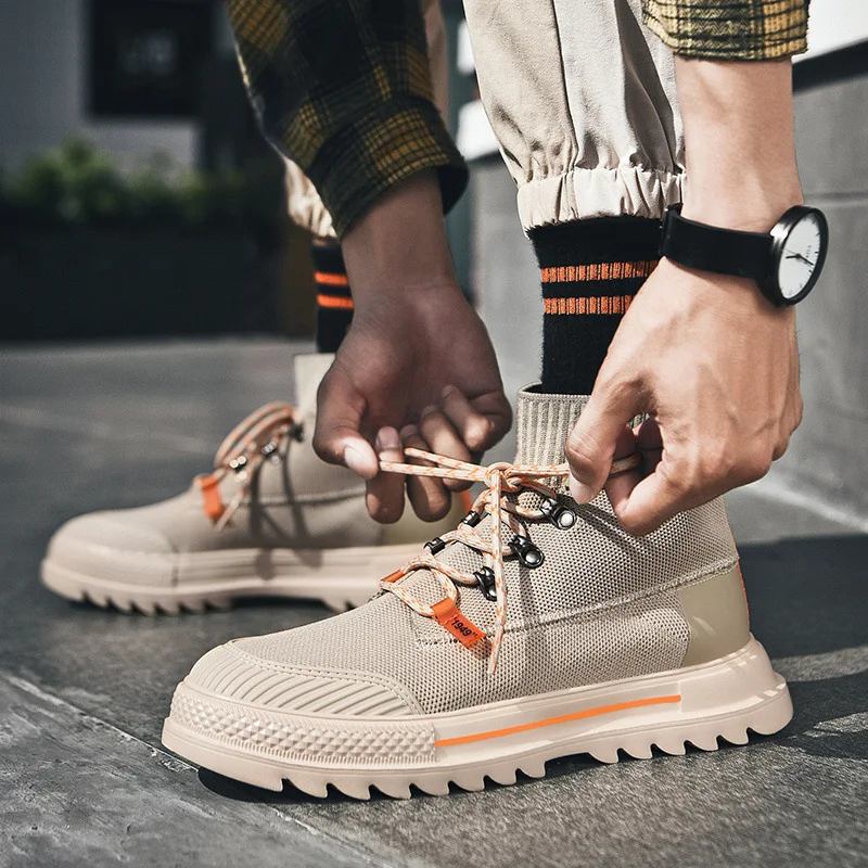 

2019 New Style Hight-top MEN'S Shoes Autumn Casual Versatile Fashion Retro Rub Color High Quality Versitile Martin Boots Men's