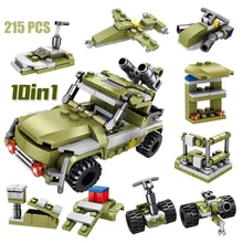 

215pcs Off-road Chariot Missile Boat Truck Car Model Building Blocks Educational WWII Children's Toy Kids Bricks Mini Figures