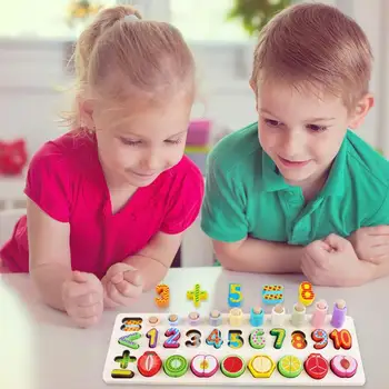 

Montessori 3-in-1 Wooden Baby Numbers Matching Board Fruit Shape Educational Toy Skillful Design and Exquisite Appearance