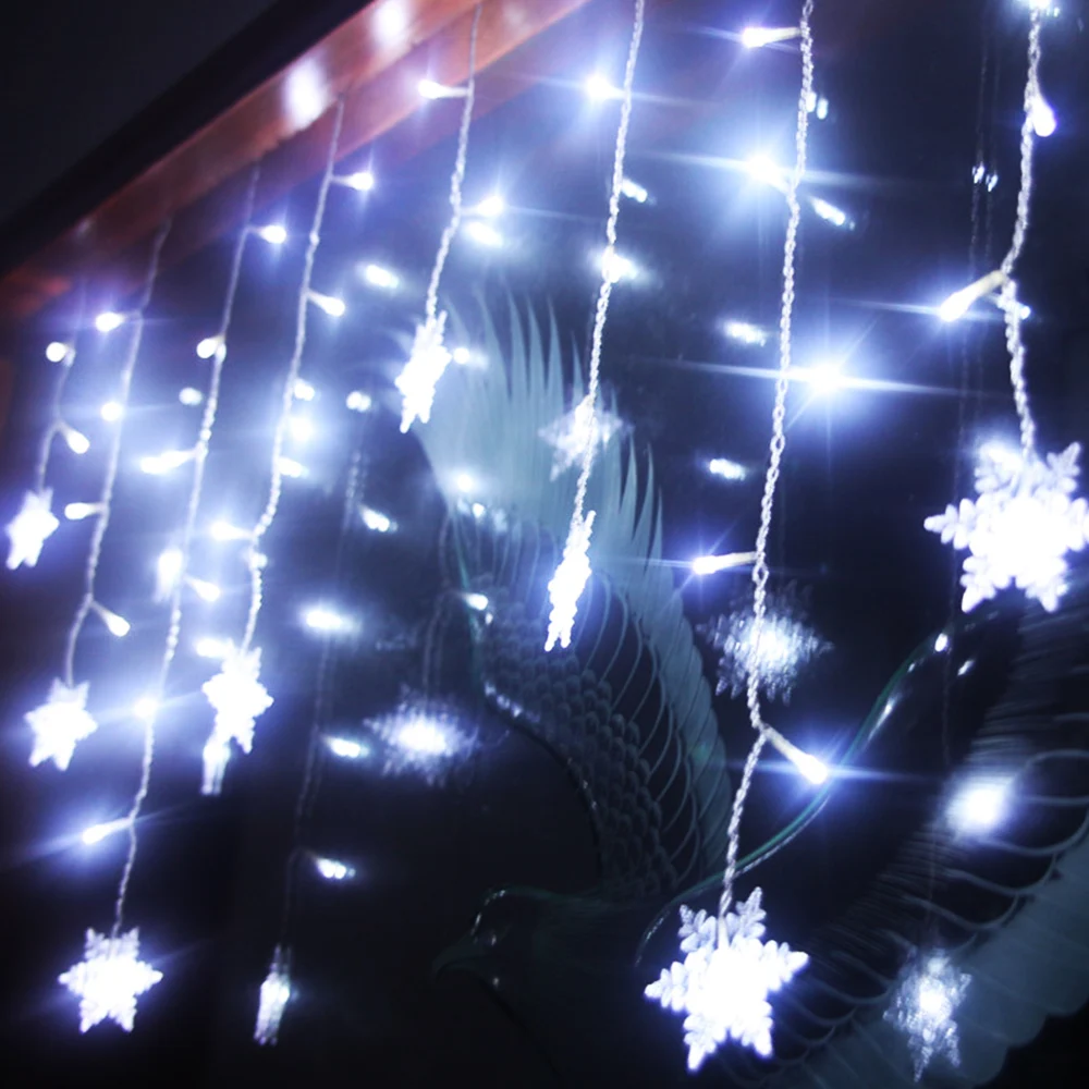 3,5 м/5 м 8 режимов Снежинка светодиодный светильник гирлянда занавеска сказочная лампа Снежинка Гибкая Рождественская Новогодняя декорация EU/US/AU/UK вилка