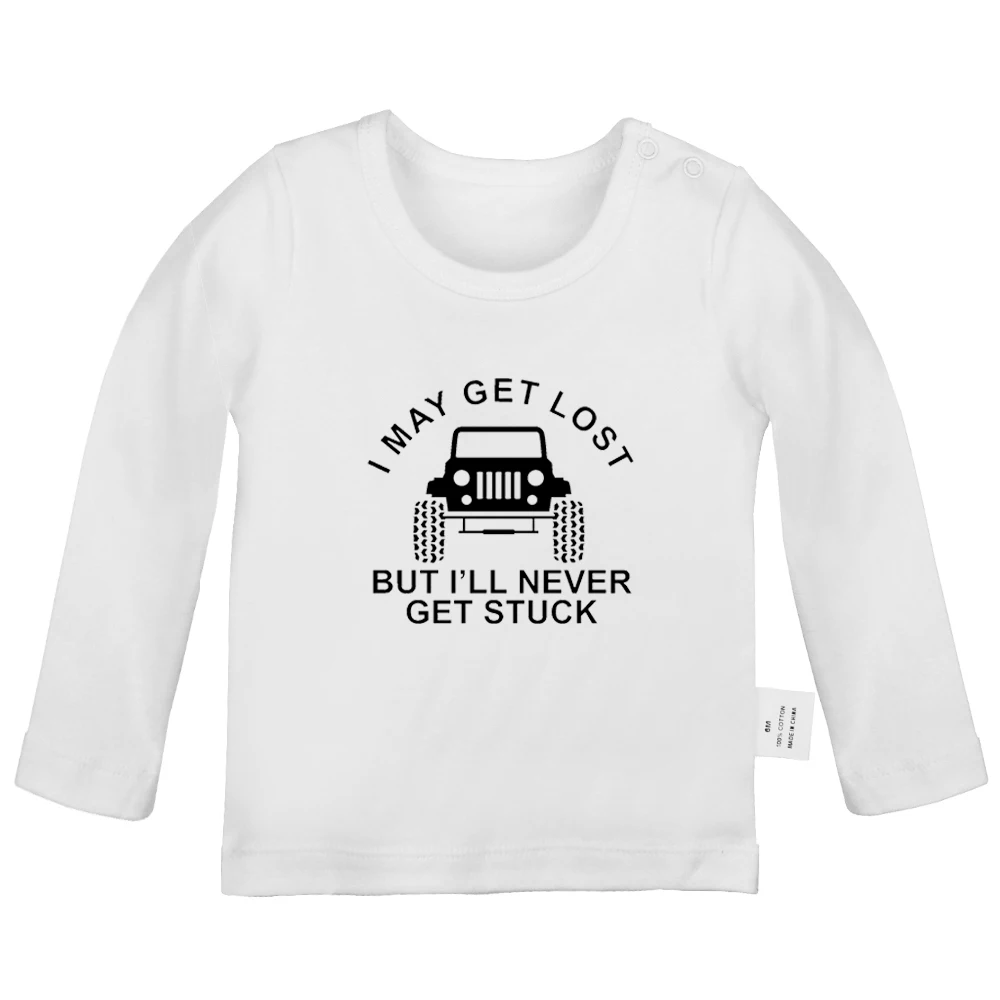 Alabama Jeep/футболки для новорожденных с надписью «I maybe Lost But I'll Never stake» однотонные футболки с длинными рукавами и графикой для малышей - Цвет: JbBabyYW3155C