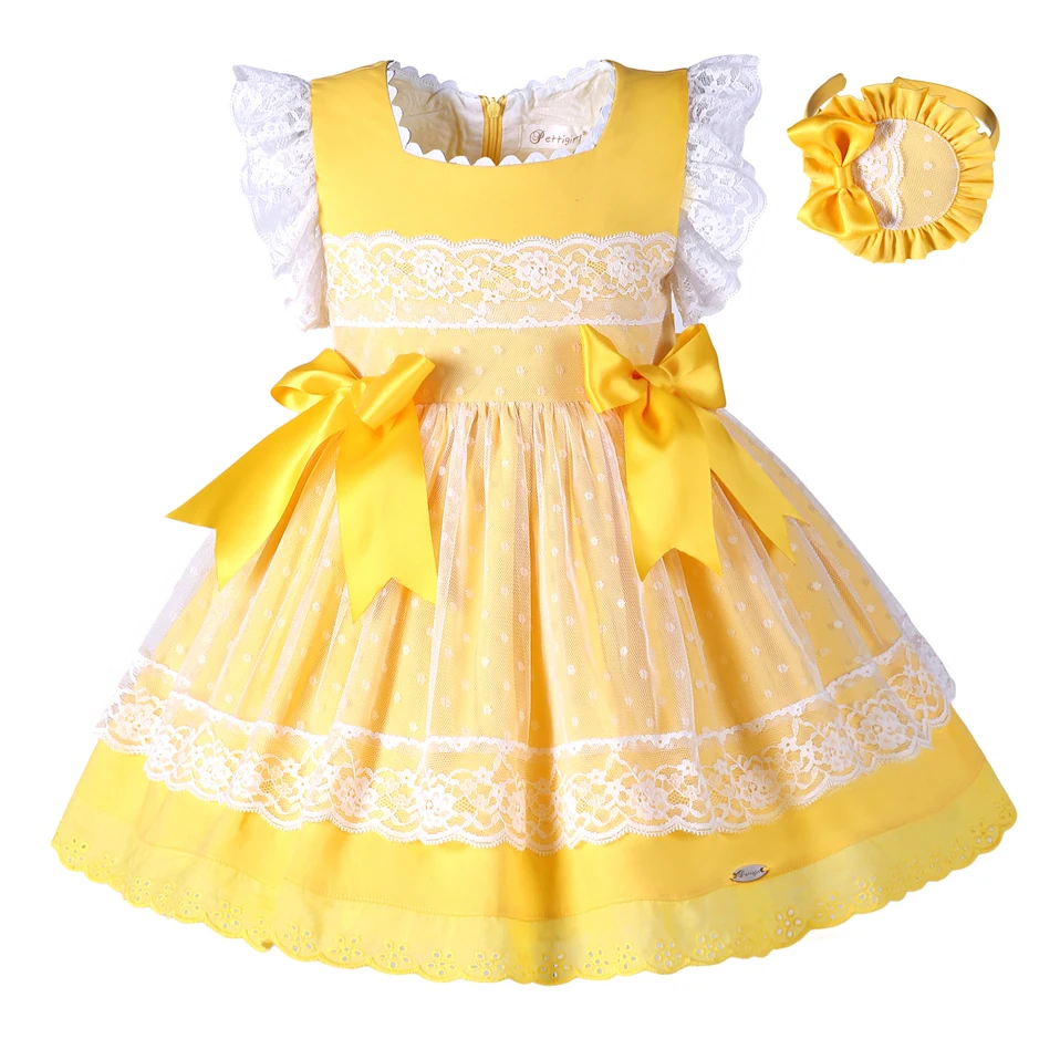 Cutestyles новое платье для девочек пасхальное детское летнее желтое Хлопковое платье с головной убор для детей, одежда EG-DMGD101-B171
