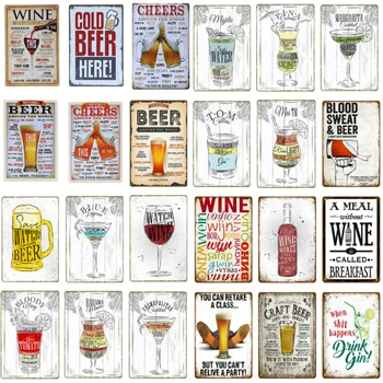 

Drinks Beer Tin Signs Vintage Metal Poster Decorative Bar Metal Plate Wine Plaques Wall Sticker Iron Painting Mix Order YJ172