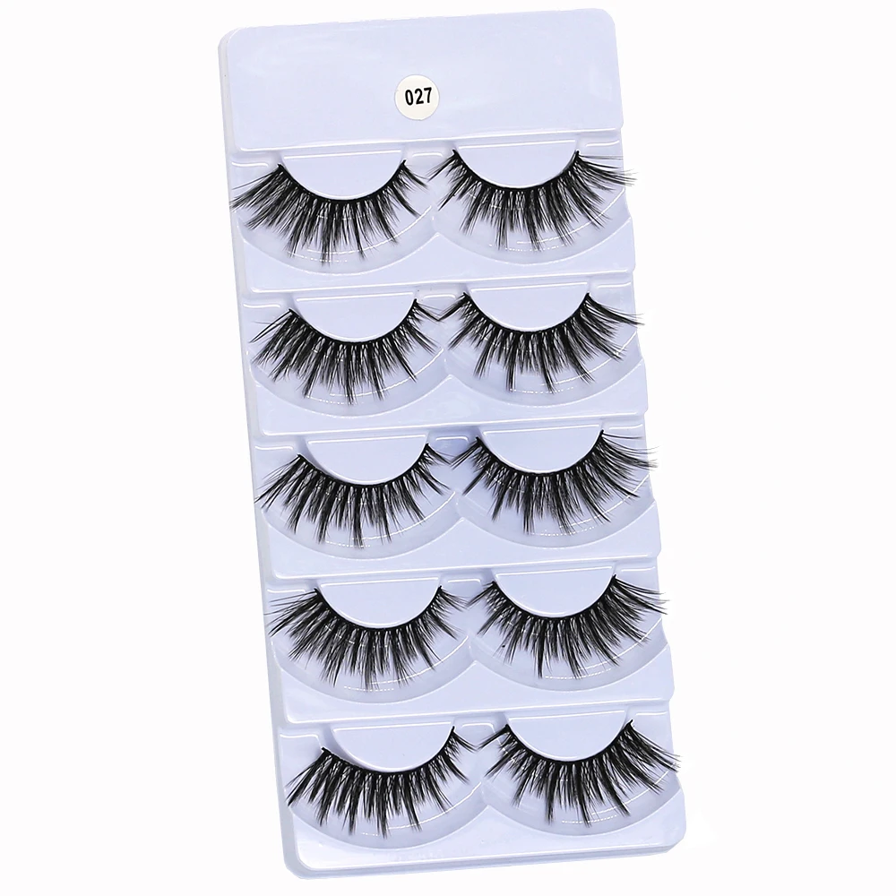 WOMELL Lashes 1 коробка ресницы натуральные длинные 3d ресницы ручной работы накладные ресницы Пластиковые Хлопковые Стебли макияж, накладные ресницы - Цвет: W027