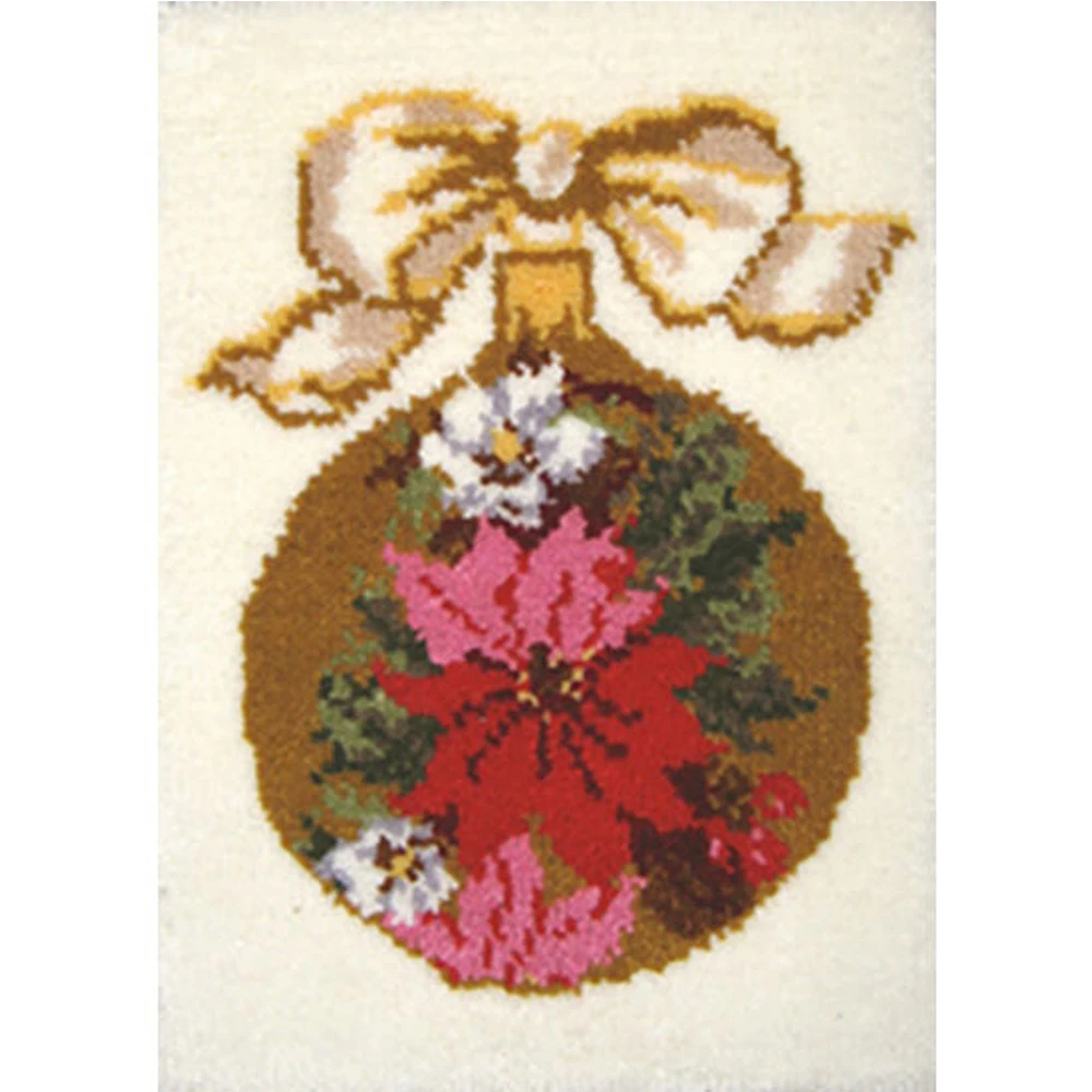 Latch Hook Carpet With Preprinted Pattern Flower Canvas For Embroidery