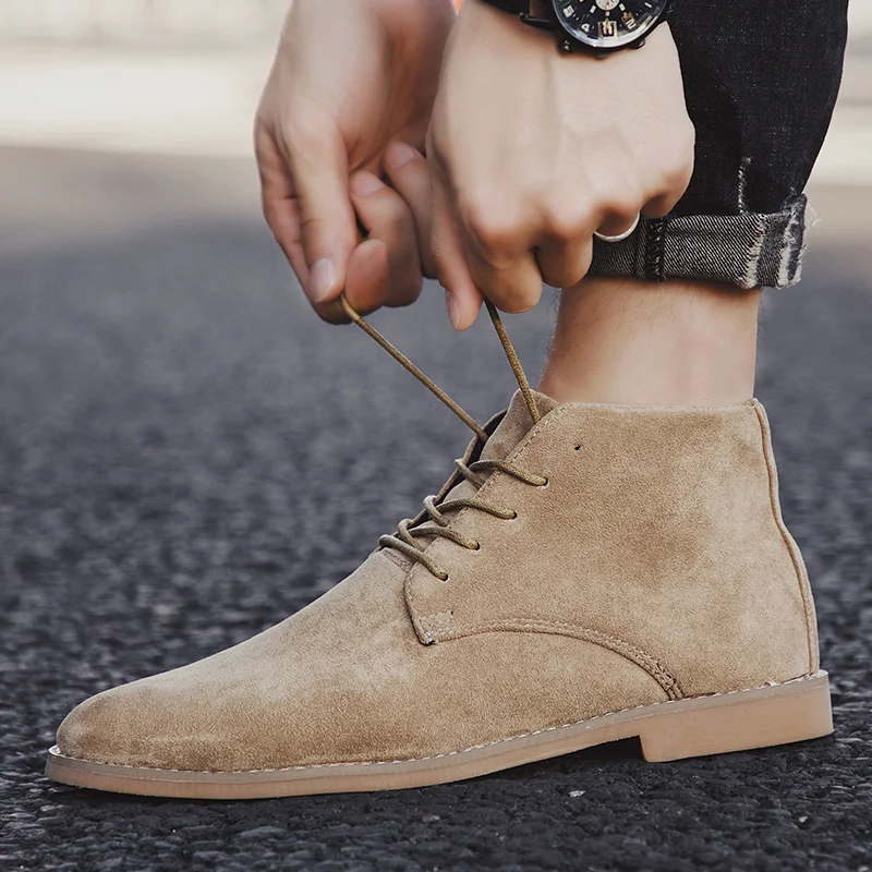 Chelsea Boots Men Fashion Pointed Comfortable Ankle Dress Lace Up Suede Casual men chelsea boots