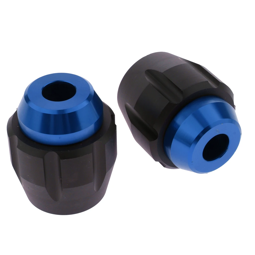 2 PCS CNC Aluminum Front Wheel Fork Axle Sliders Cap Crash Cover for Motorcycle Rim Wheels, Universal Fit, Blue