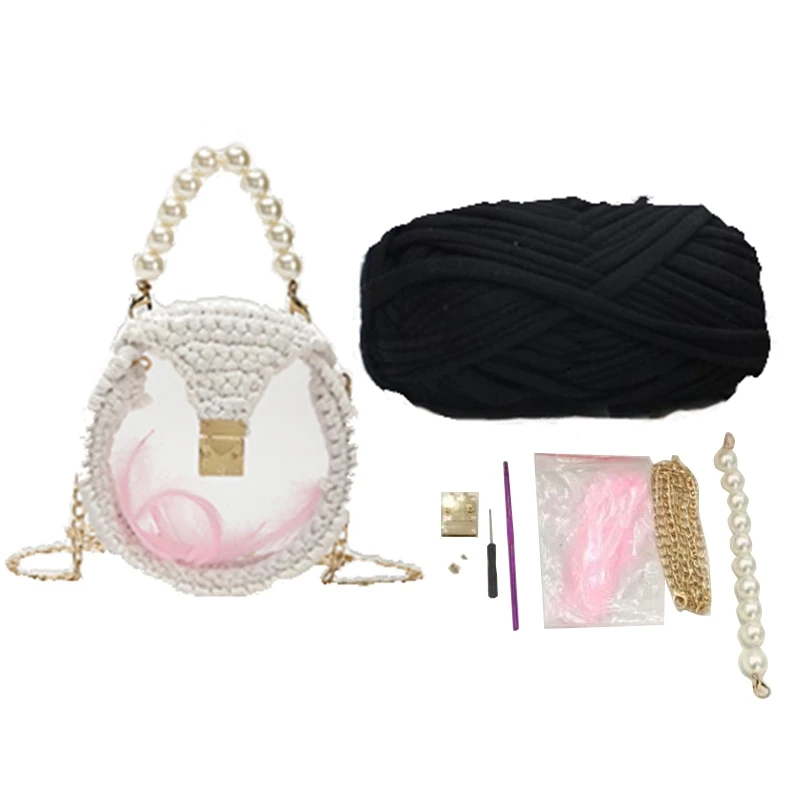 

ABZC-Diy Casual Rattan Round Bag(Semi-Finished Products,Hand-Made)Summer Wallet Handmade Beach Shoulder Bag Woven Transparent Ba