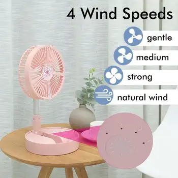 

4 Speed Mini Air Circulator Fan 180° Rotating Height Adjustable USB Charging Low Noise High Wind Desk/Table Fan 3600mAh