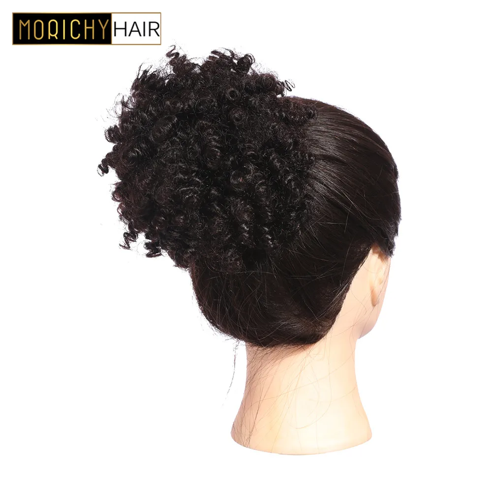 Morichy Chignon Bouncy curly Ponytal clip-in волосы для наращивания человеческих волос бразильские remy волосы натуральные Blavk цвет для женщин