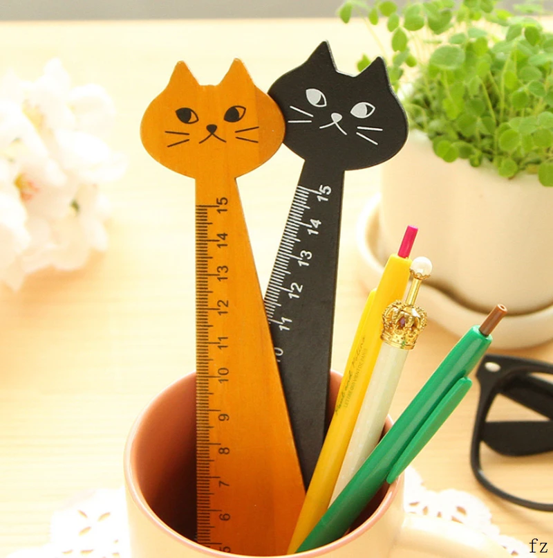 500 шт деревянная линейка студентов DIY Cat дизайн прямые линейки рисунок