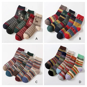

NEW Women Winter Socks 1 Pairs Thick Knit Wool Soft Warm Casual Socks Vintage Style Colorful Socks for Women Free Size