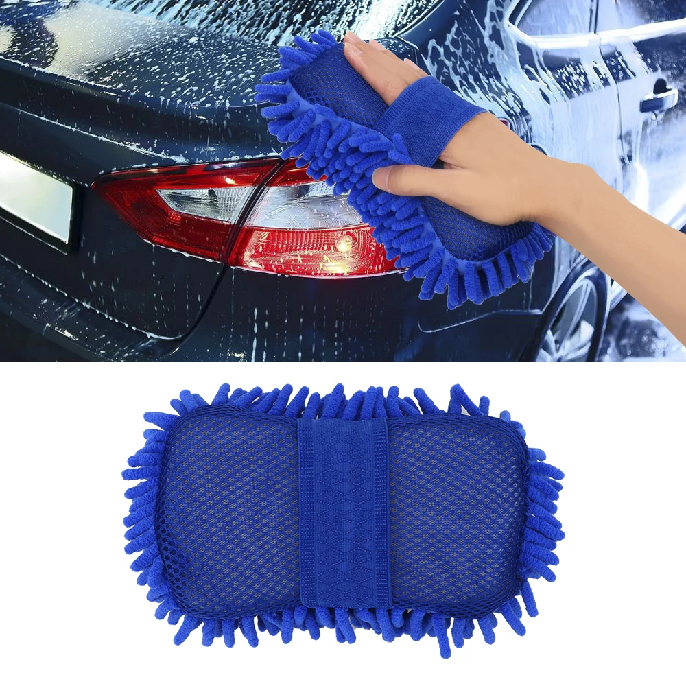 Soft Microfiber chenille Auto Maintenance Motor Motorcycle Brush Washer Car Window Body Washing Gloves Car Cleaning Paint Care