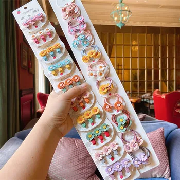 

30 Pcs/set New Korean Sweet Girl Children Hairpins Fashion Beautiful Daisy Flower Rubber Band Duckbill Clip Hair Accessories