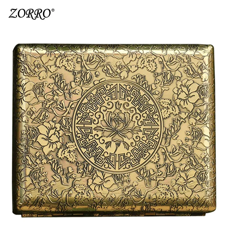 Zorro riches and peony 20 pack full copper cigarette case male slim creative personality retro portable birthday gift | Дом и сад