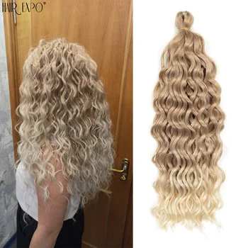 18" 24" Ocean Wave Crochet Braids Hair Synthetic Hair Hawaii Afro Curl Deep Wave Braiding Hair Extensions Water Wave Braids Hair 1