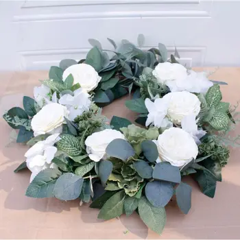 

45CM Family Decoration Artificial Rose Wreath Artificial Rose Round Wreath Warm Romantic Party Decoration Wreath new IP