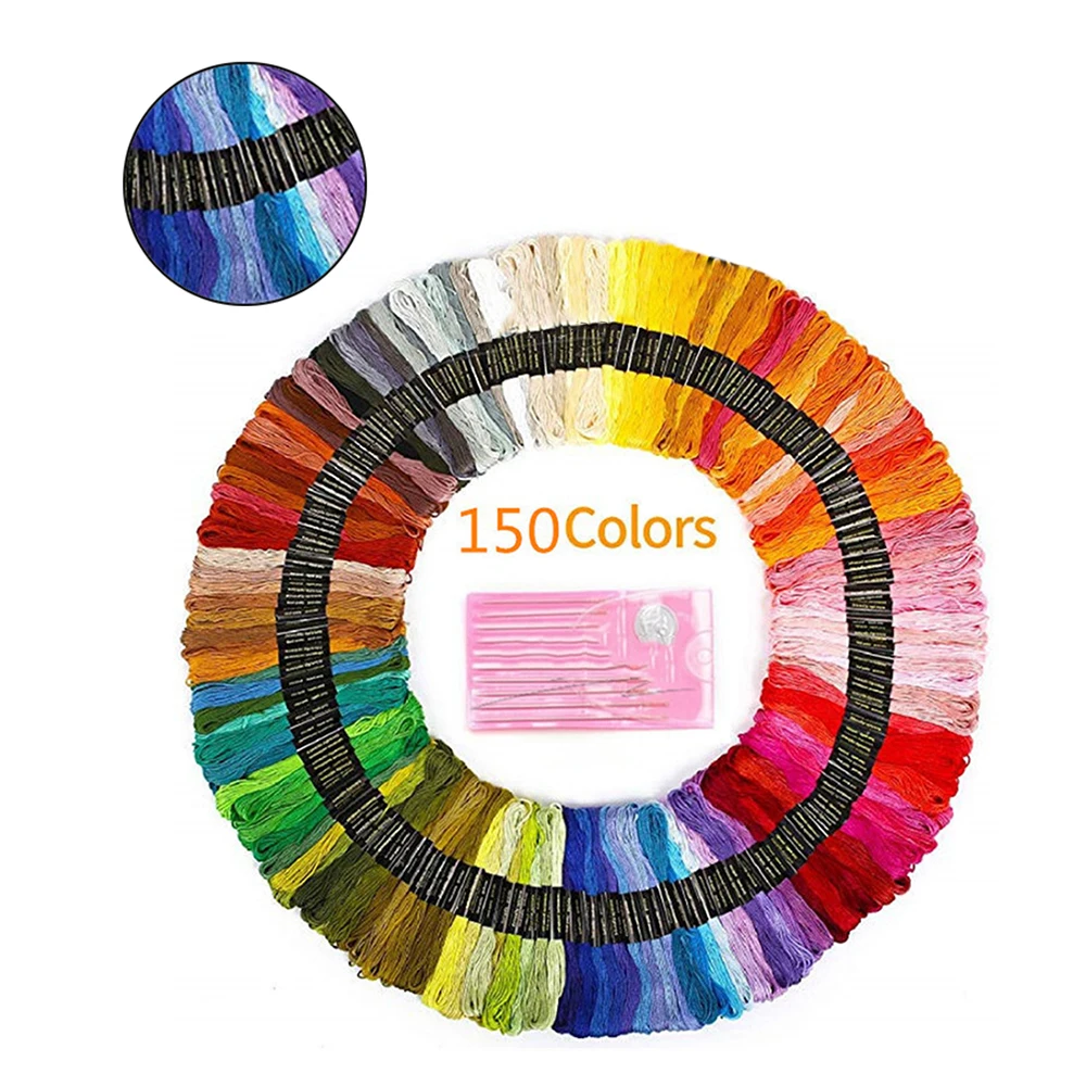 Embroidery Threads 150 Skeins Random Rainbow Colors Floss Cross Stitch Threads with 5 Tool DIY Craft Friendship Bracelets /& Hair Ring
