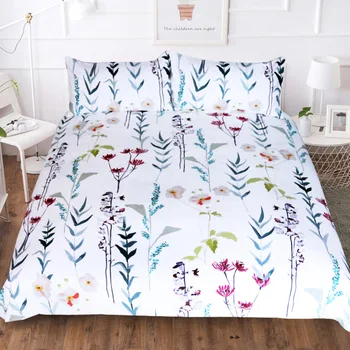 

BEST.WENSD Bedding Set White Luxury Include (duvet Cover +pillow Covers) King Size Bed Plant Bed Sets 22x240cm Housse De Couette