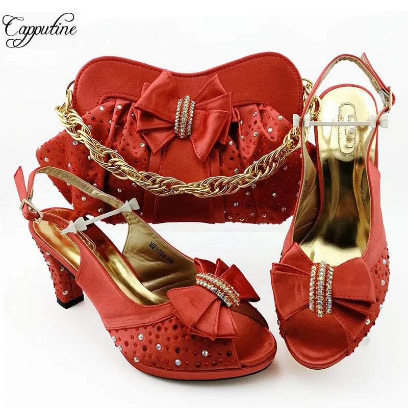 coral handbag and shoes