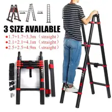 4,9 м многофункциональные удлинители ширина 82 мм алюминиевые лестницы 6 ступеней телескопическая двойная лестница в елочку