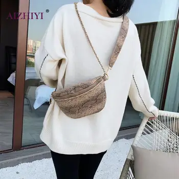 

Lady PU Leather Waist Pack Women Snake Print Shoulder Messenger Bags Fashion Purse Casual Multi-function Chest Bags