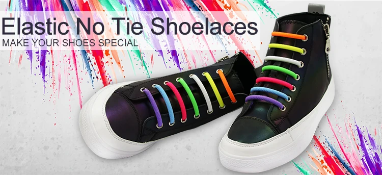 Lazy No Tie Elastic Silicone Shoe Laces Shoelaces 1 Set//16pcs Child//Man//Woman