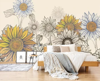 

[Self-Adhesive] 3D Sun Flower 999 Wall Paper mural Wall Print Decal Wall Murals