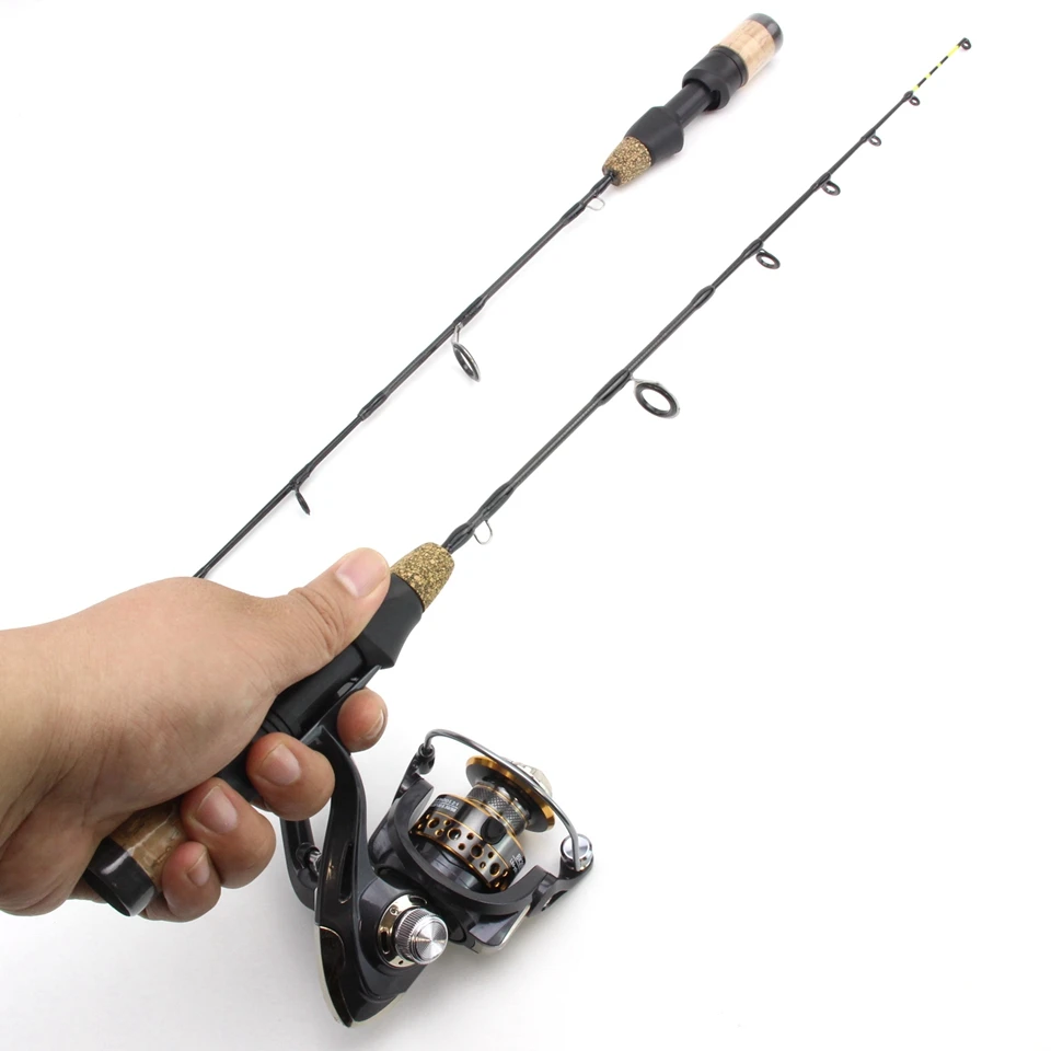 NEW 60cm 2 Tips Rod Reel Combos Winter Ice Fishing Rod Fishing Reel set Rod  Pole Tackle Carbon pole Ice fishing rod with reel