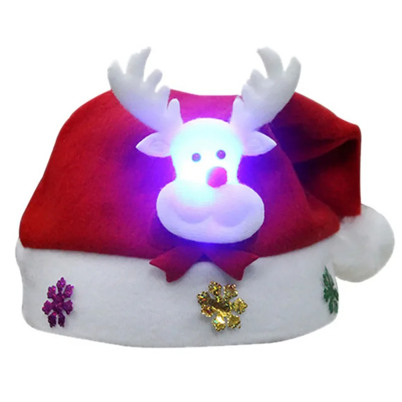 LED Christmas HAPPY NEW YEAR Knitted Hats Light-up Xmas Knit Beanie Adults Cap - Цвет: As shows